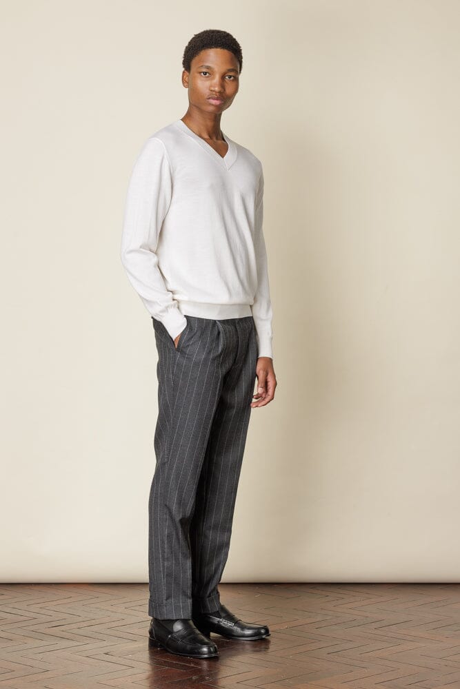 V Neck Merino Wool - Off White