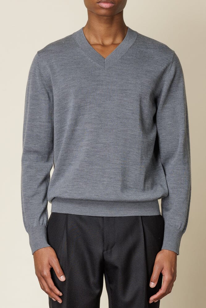 V Neck Merino Wool - Grey