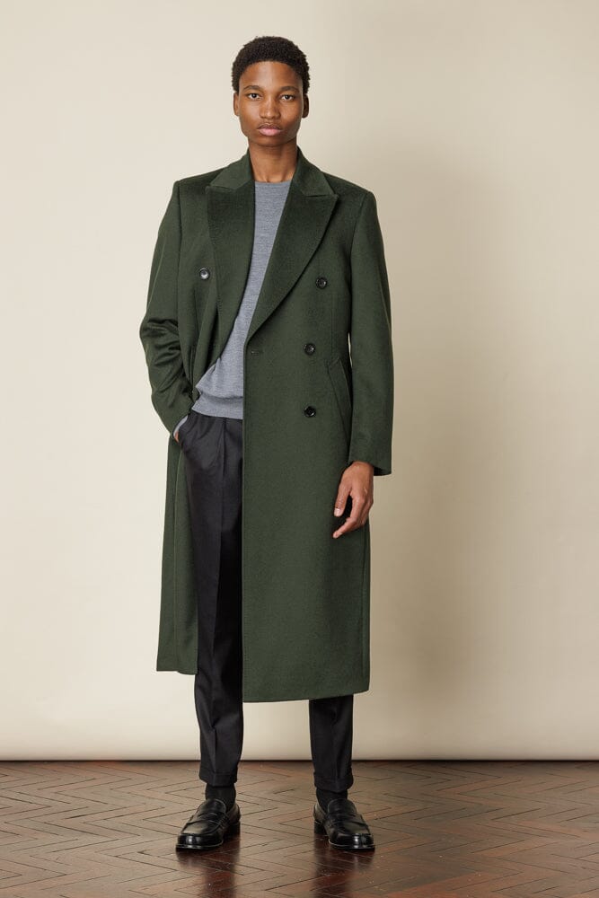 Long discounts olive leatheir coat