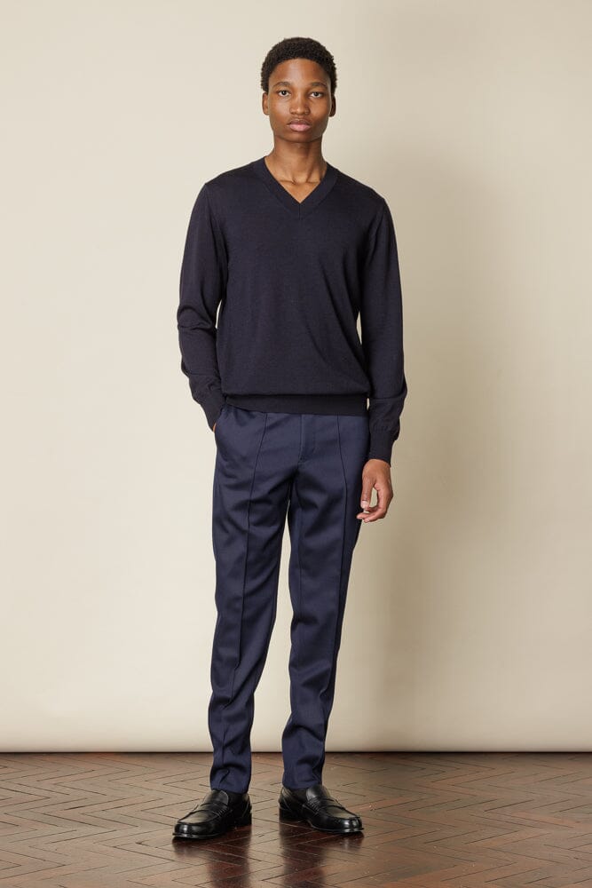 V Neck Merino Wool - Navy