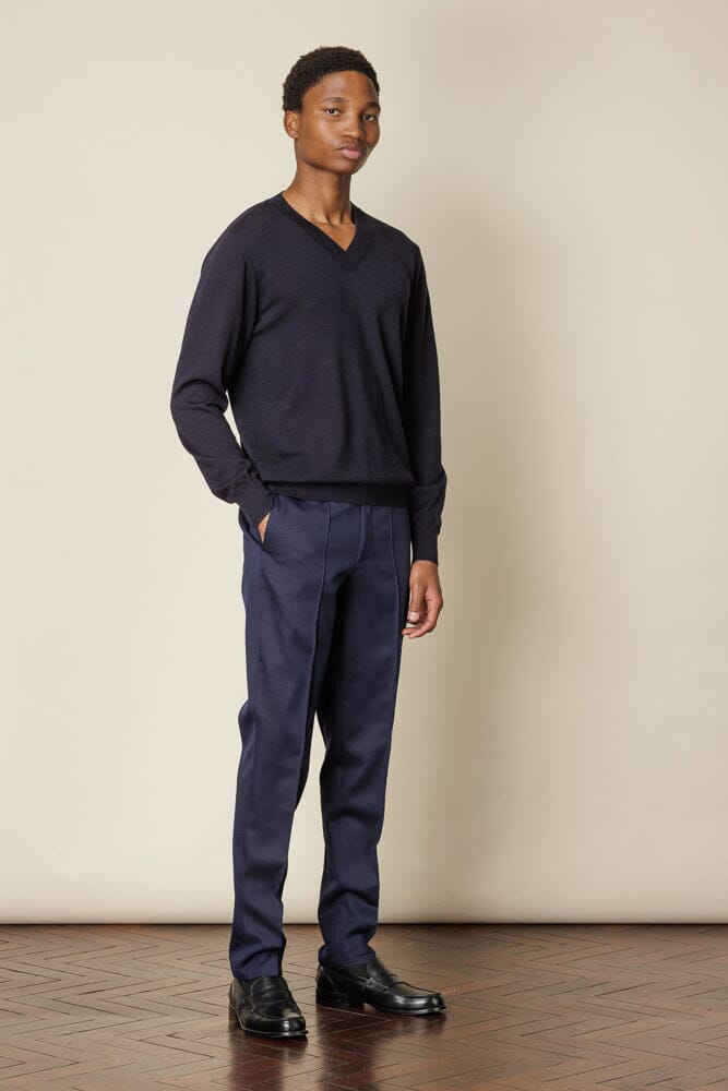 V Neck Merino Wool - Navy