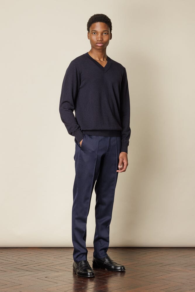 V Neck Merino Wool - Navy
