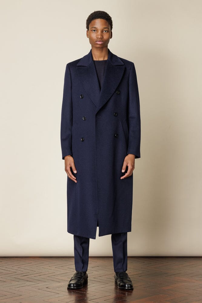 (RTW) Double Breasted Broad Peak Coat - Navy Wool