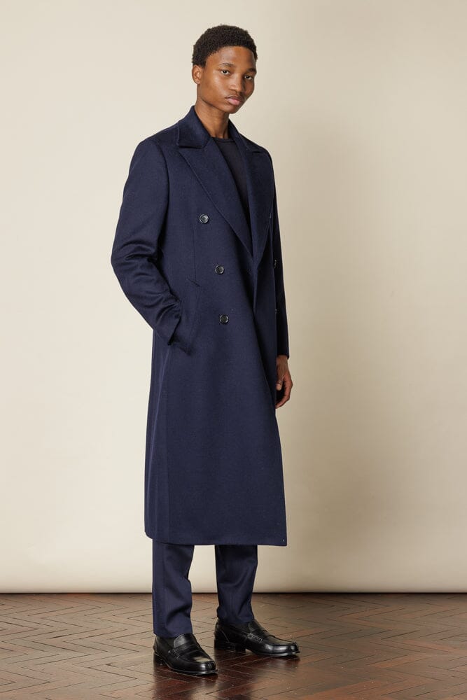 (RTW) Double Breasted Broad Peak Coat  - Navy Wool