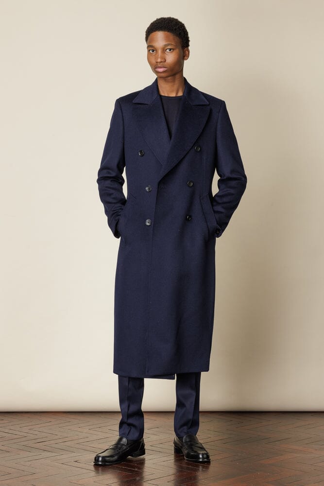 (RTW) Double Breasted Broad Peak Coat - Navy Wool
