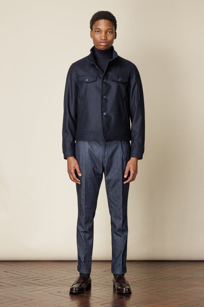 Harrington Jacket Navy Wool Coating