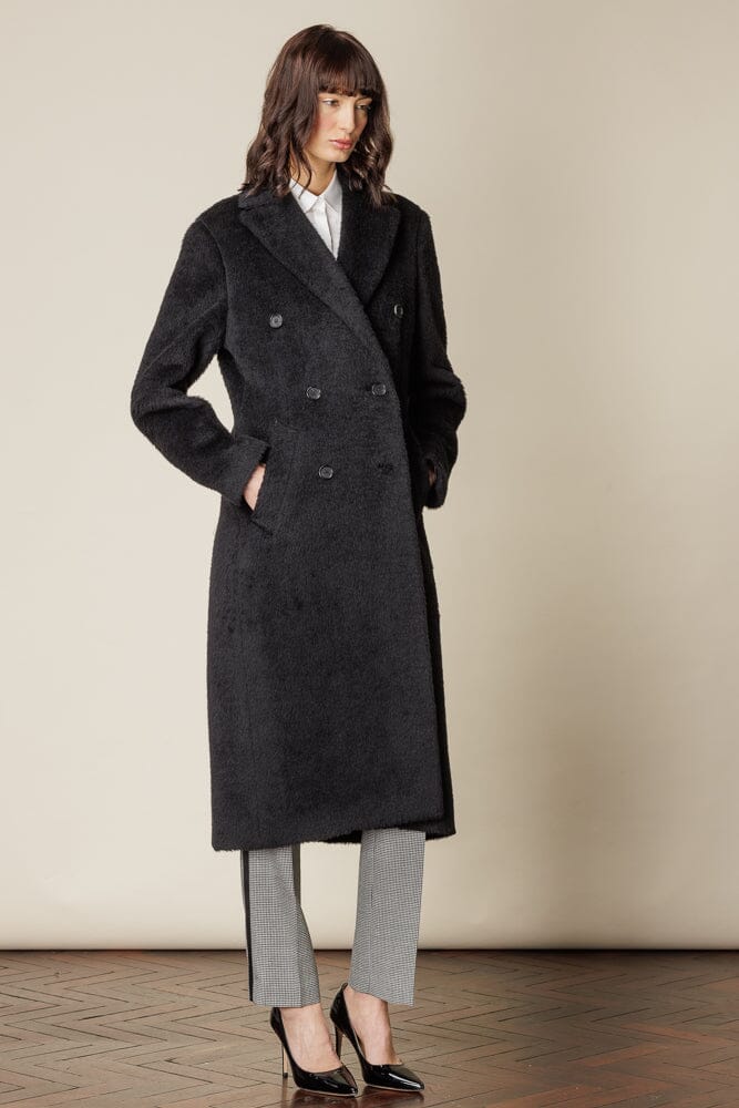 Valerie Coat - Black Wool, Alpaca and Silk
