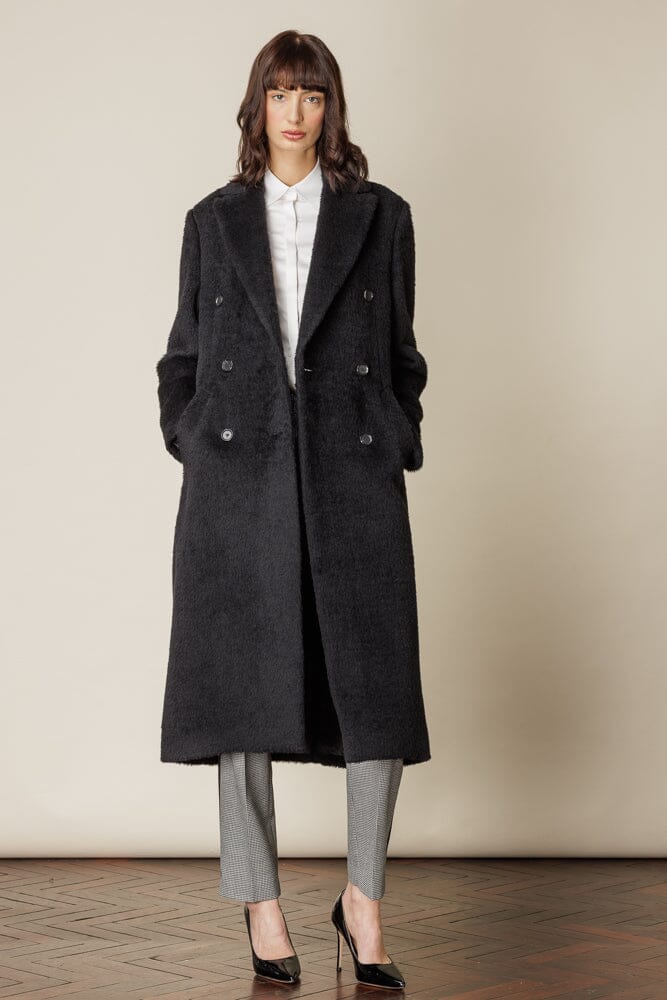 Valerie Coat - Black Wool, Alpaca and Silk