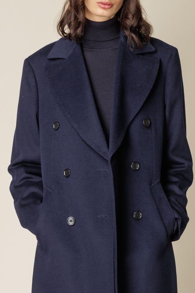 (RTW) Long 6 Button Double Breasted Broad Peak Coat - Navy Wool