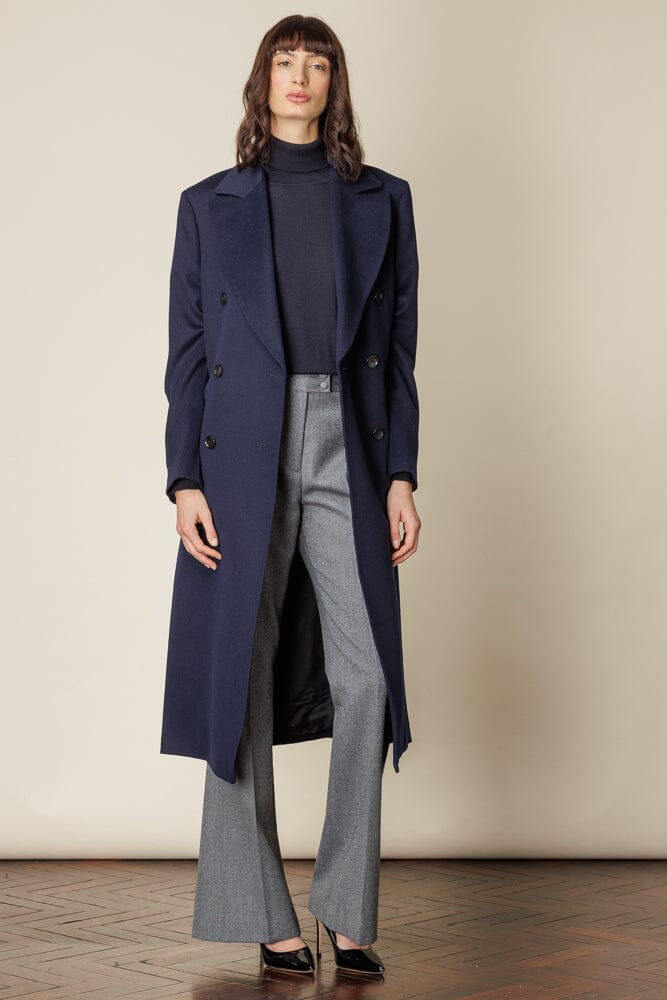 (RTW) Long 6 Button Double Breasted Broad Peak Coat  - Navy Wool