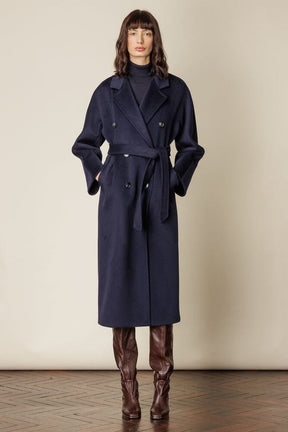Adriana Wrap Coat - Navy Wool