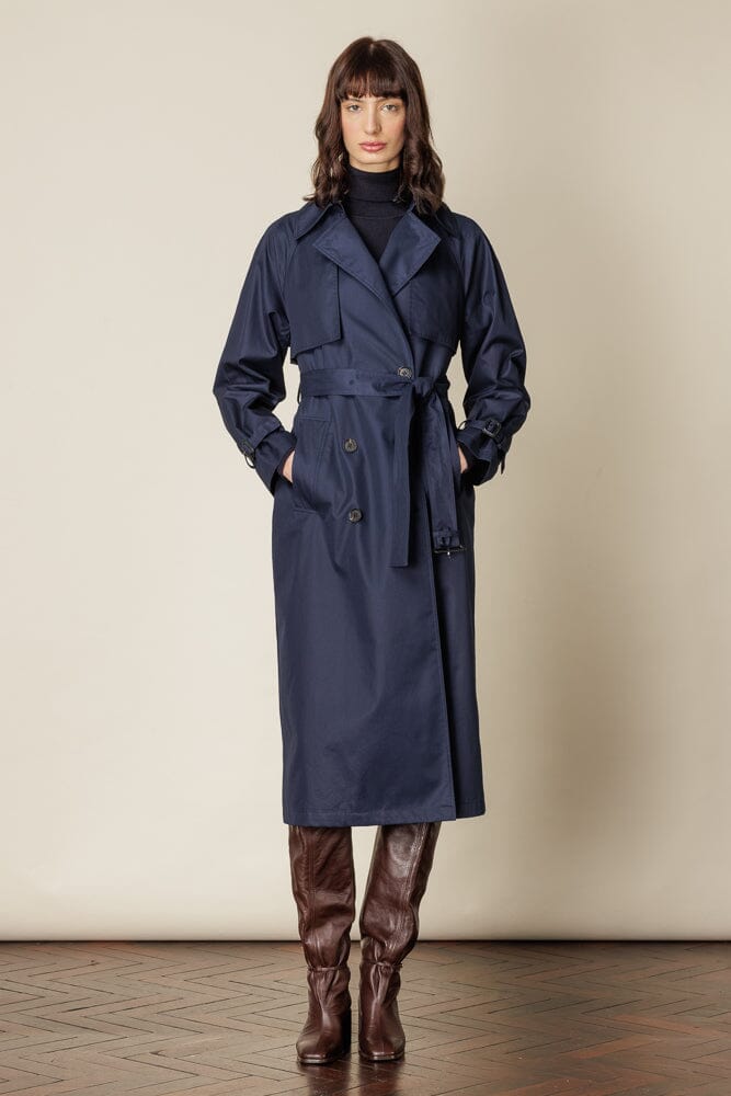 (RTW) Maddie Trench Coat - Navy Cotton Gabardine