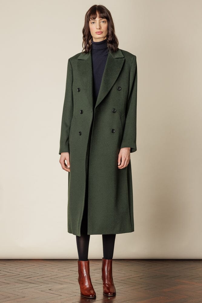 (RTW) Long 6 Button Double Breasted Broad Peak Coat - Olive Wool
