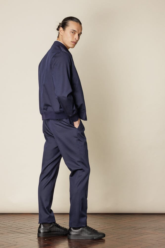 Bomber Jacket - Navy Wool Gabardine