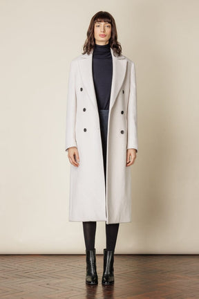 (RTW) Long Double Breasted Coat - Winter White Wool