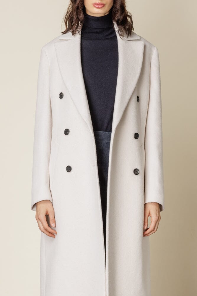 (RTW) Long Double Breasted Coat - Winter White Wool