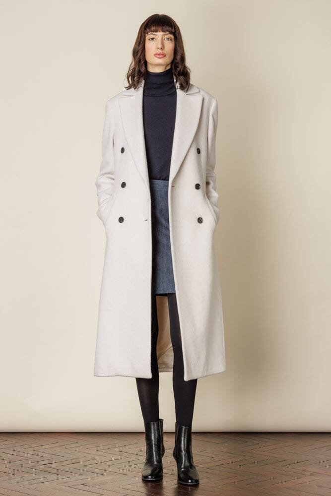 (RTW) Long Double Breasted Coat - Winter White Wool