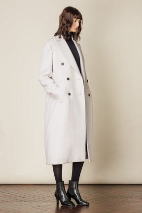 (RTW) Long Double Breasted Coat - Winter White Wool