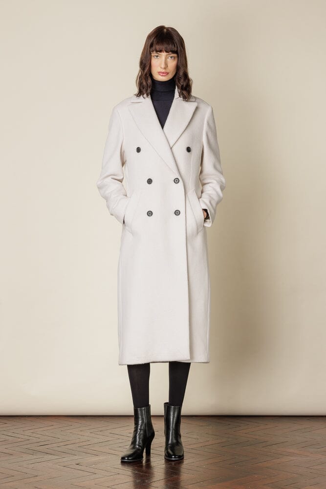 (RTW) Long Double Breasted Coat - Winter White Wool