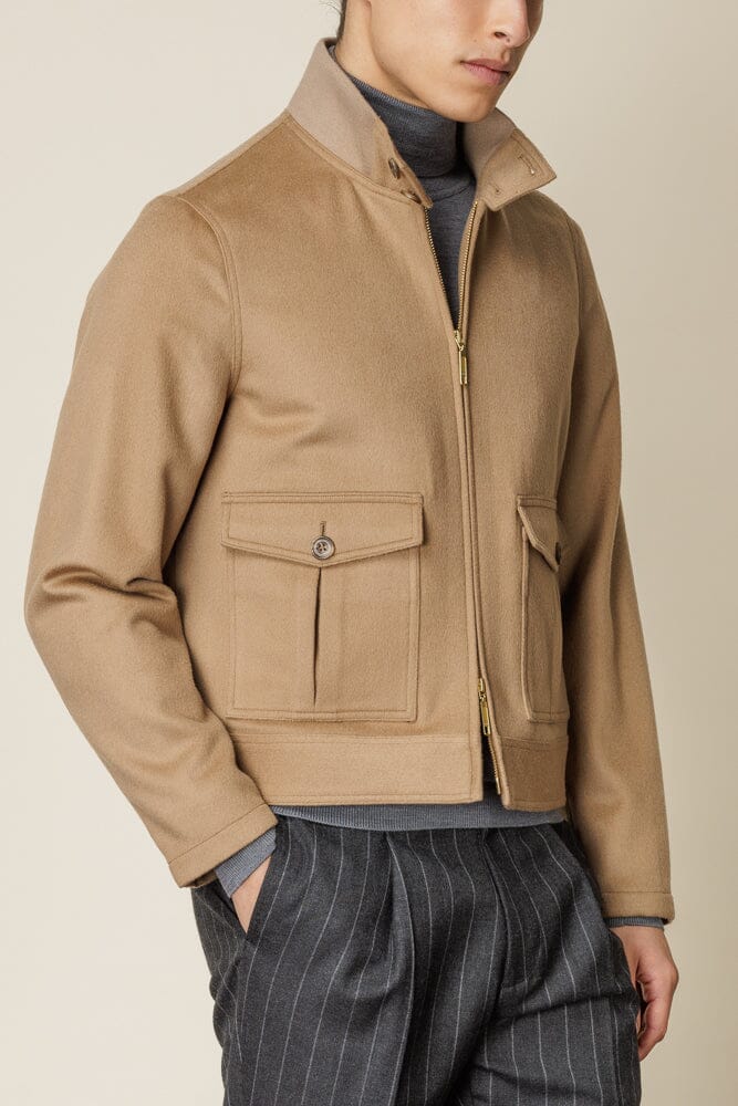 Harrington Jacket - Camel Wool Silk