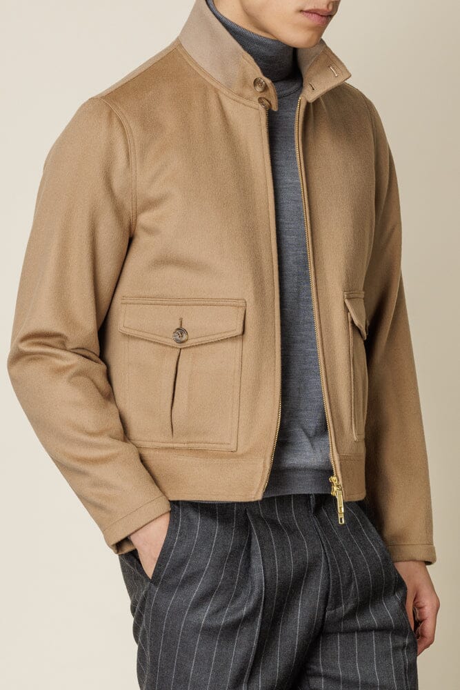 Harrington Jacket - Camel Wool Silk