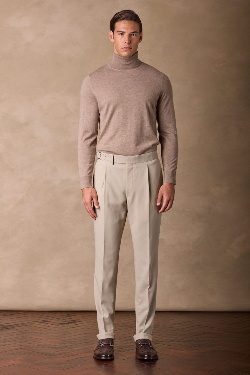 Roll Neck Cashmere Knit (MTM) - Lt Brown