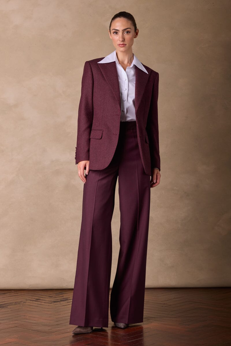 Camila 10 Peak Jacket - Burgundy Black Herringbone