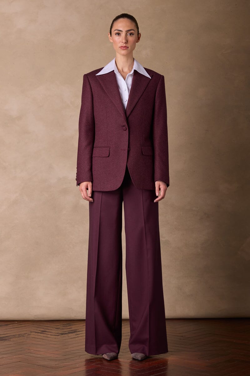 Camila 10 Peak Jacket - Burgundy Black Herringbone