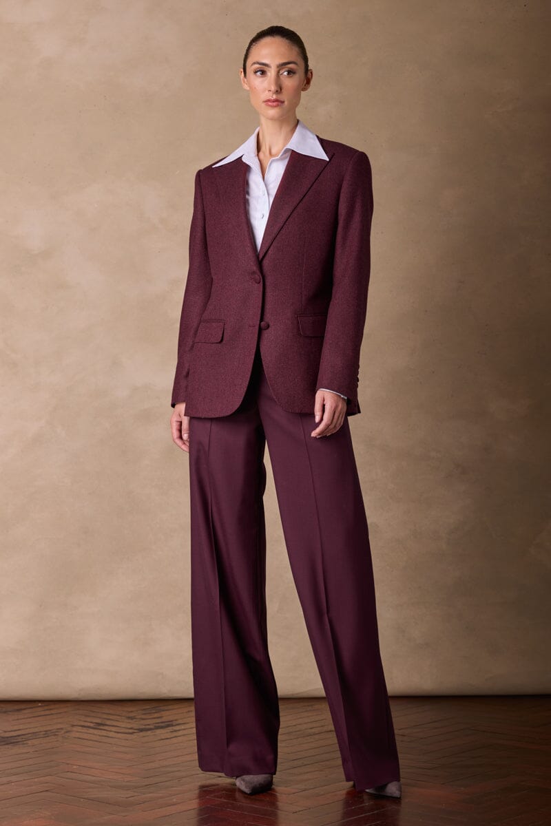 Camila 10 Peak Jacket - Burgundy Black Herringbone