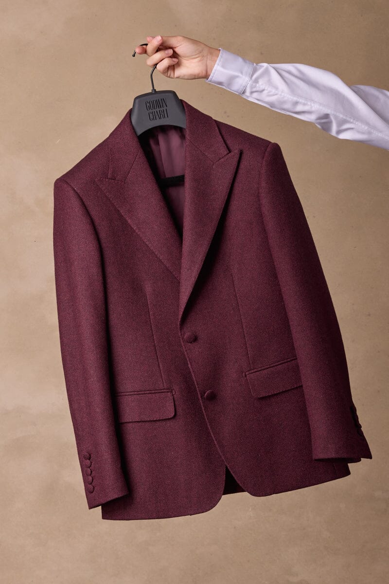 Camila 10 Peak Jacket - Burgundy Black Herringbone