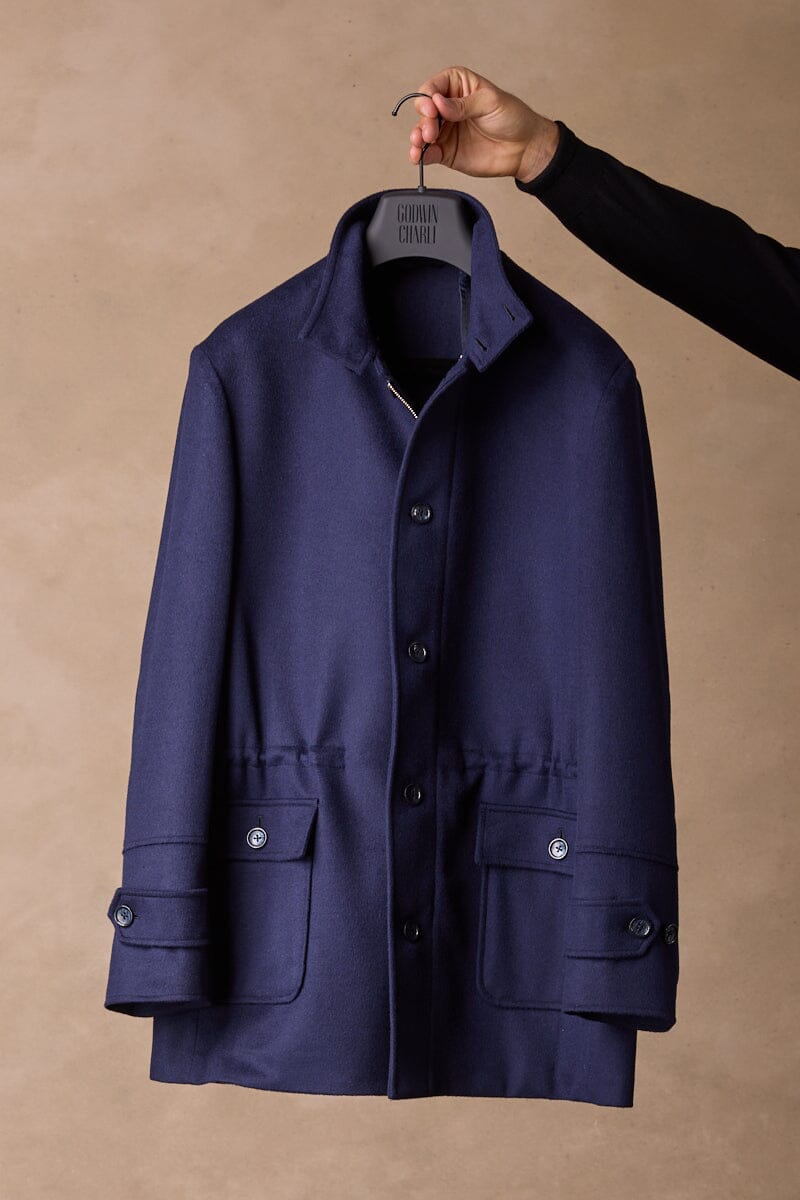 Hunter Safari Jacket Coat - Navy Wool Cashmere
