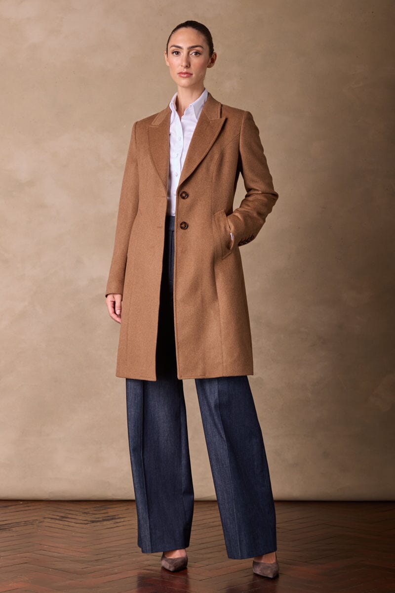 Loren Single Breasted Coat - Nutmeg Wool Cashmere