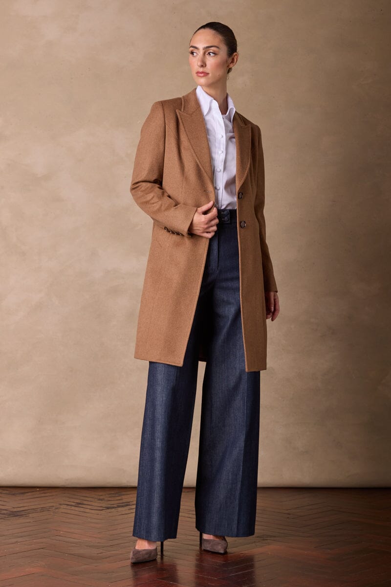 Loren Single Breasted Coat - Nutmeg Wool Cashmere