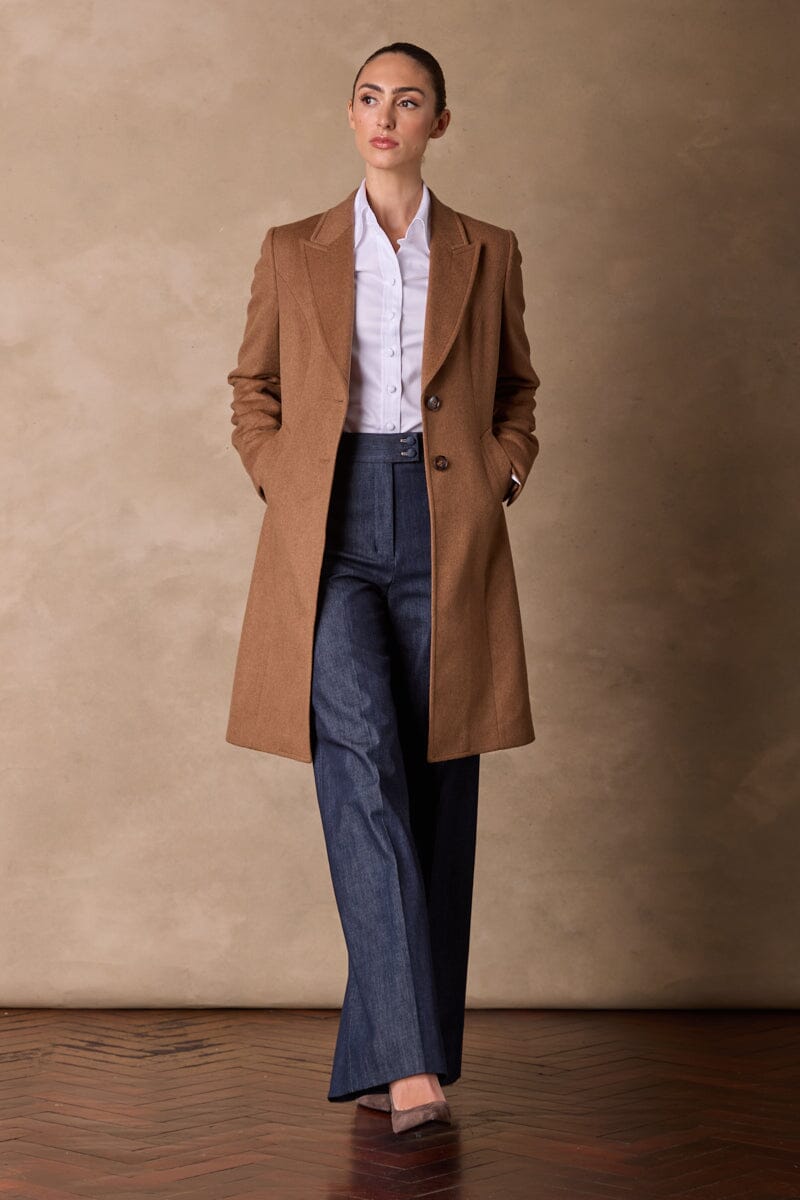 Loren Single Breasted Coat - Nutmeg Wool Cashmere