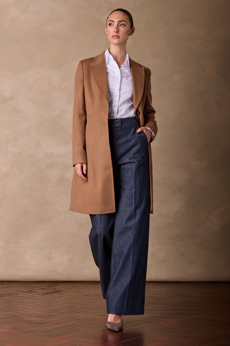Loren Single Breasted Coat - Nutmeg Wool Cashmere