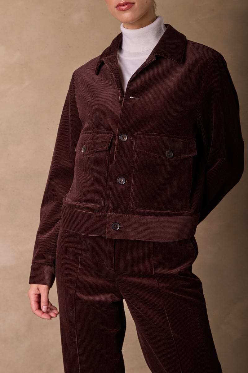 Frankie Blouson Jacket - Chocolate Cord