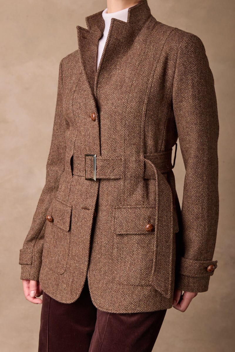 Grace Safari Jacket - Brown Tweed