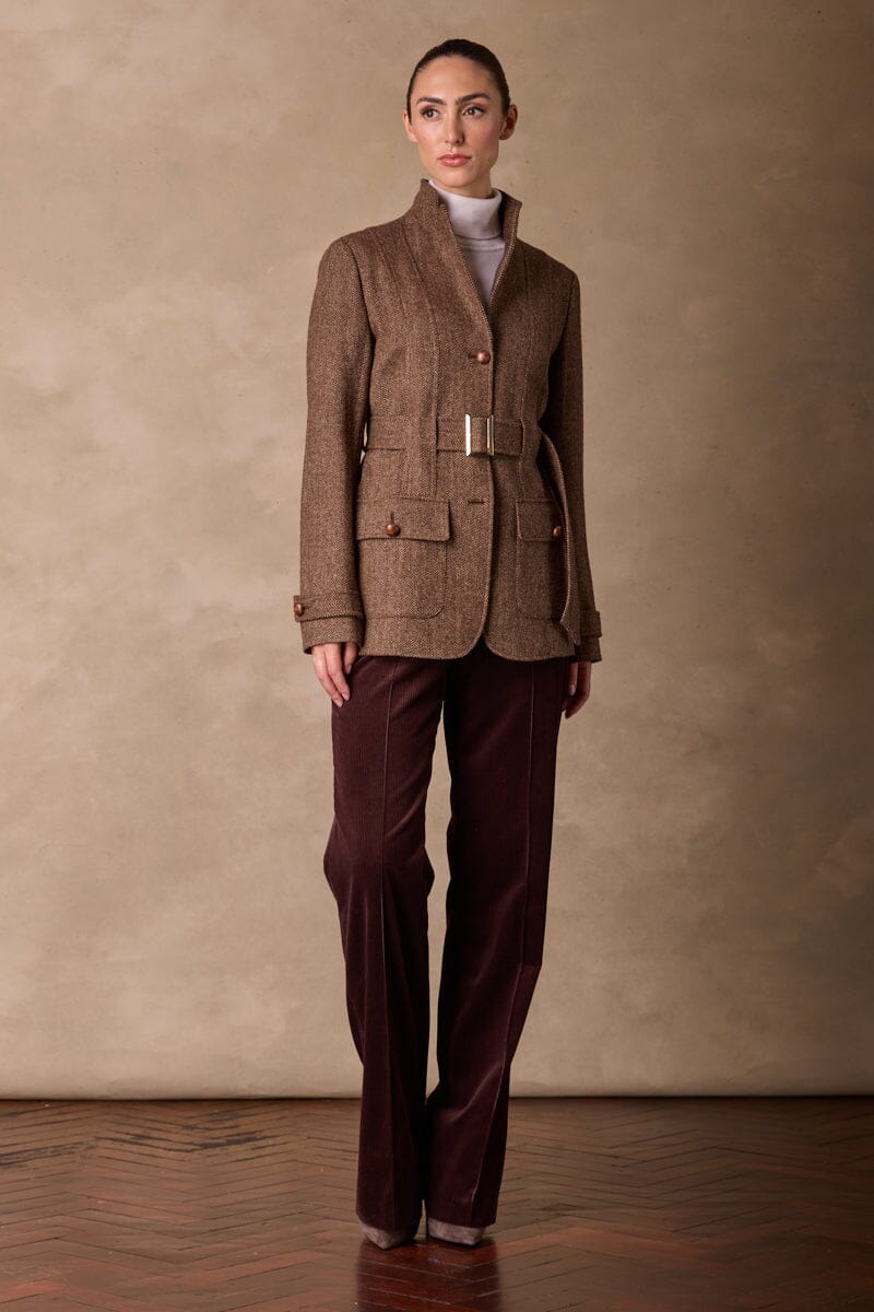 Grace Safari Jacket - Brown Tweed