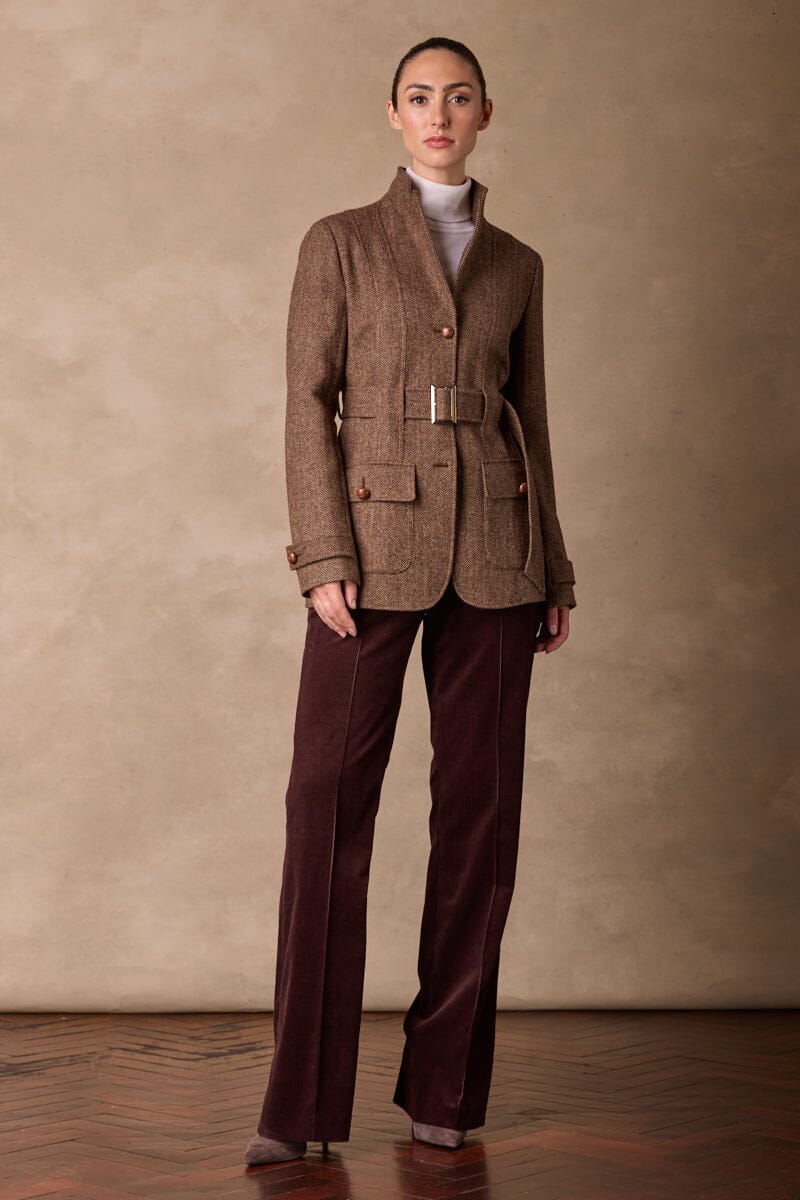 Grace Safari Jacket - Brown Tweed