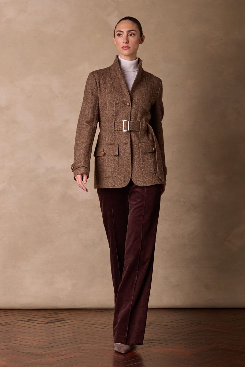 Grace Safari Jacket - Brown Tweed
