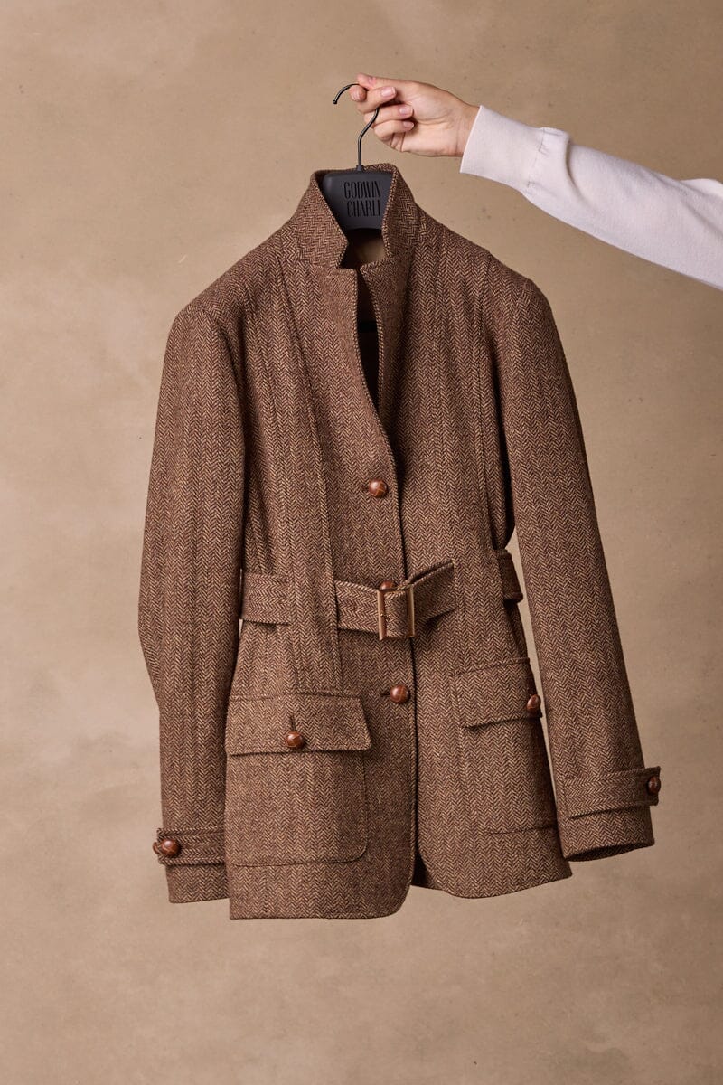 Grace Safari Jacket - Brown Tweed
