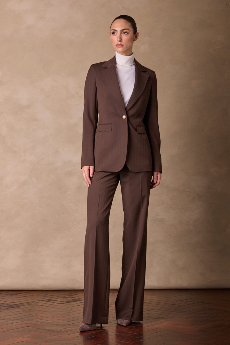 Lily (Long line) / Laura Suit - Chocolate Herringbone