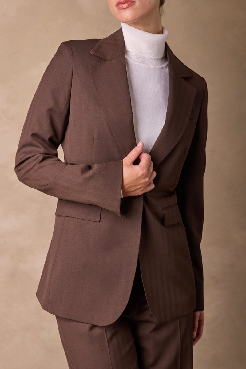 Lily (Long line) / Laura Suit - Chocolate Herringbone