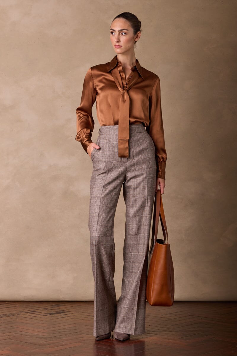 Blakely Pussy Bow Blouse - Cinnamon Silk