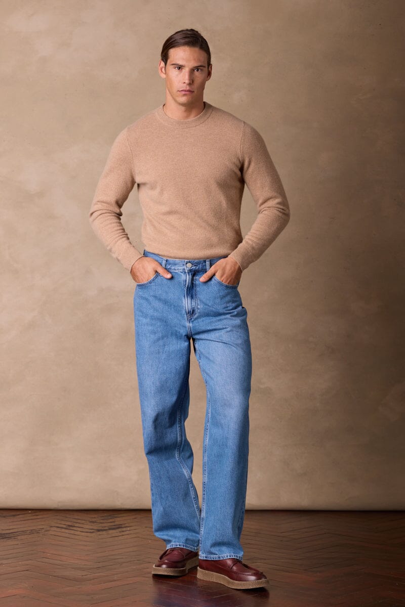 Crew Neck Cashmere Knit (MTM) - Camel