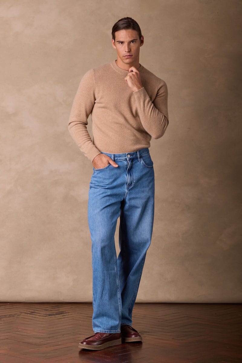 Crew Neck Cashmere Knit (MTM) - Camel