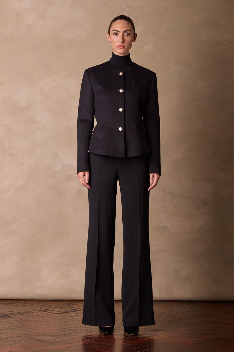 Amelie Crop Jacket - Black Wool Cashmere