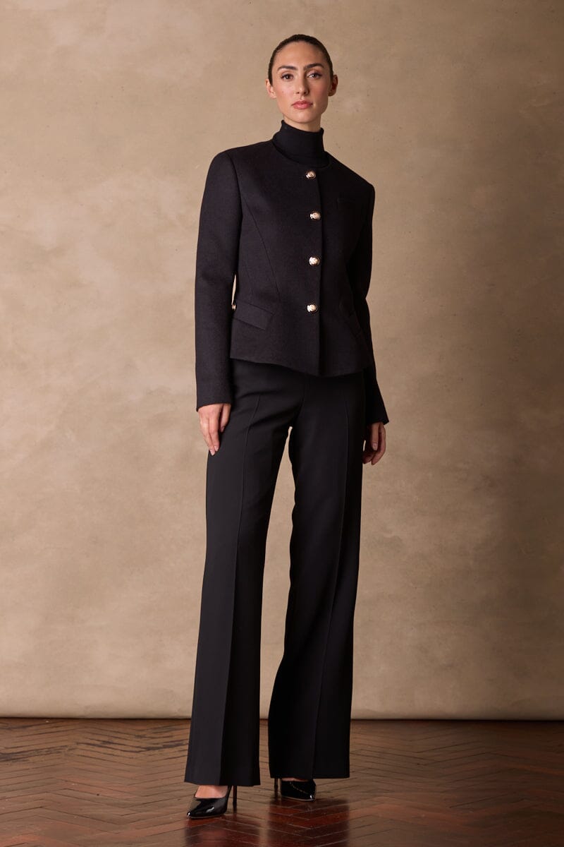Amelie Crop Jacket - Black Wool Cashmere
