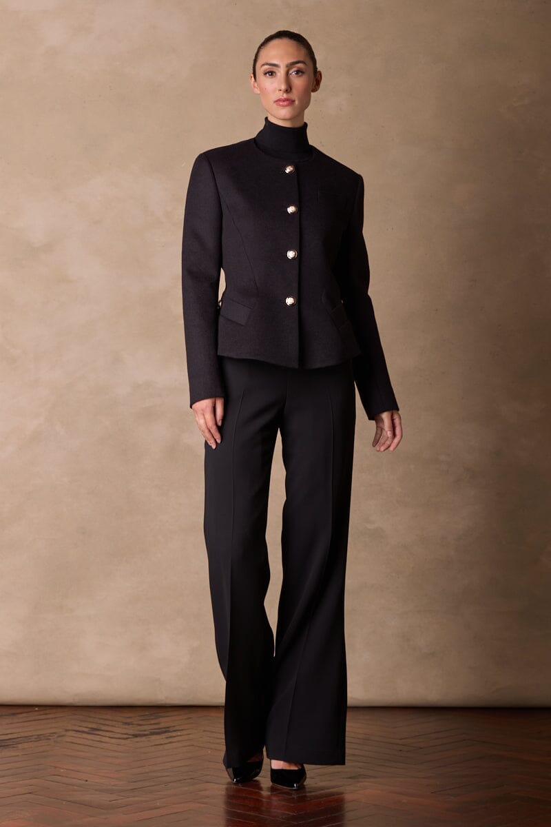 Amelie Crop Jacket - Black Wool Cashmere
