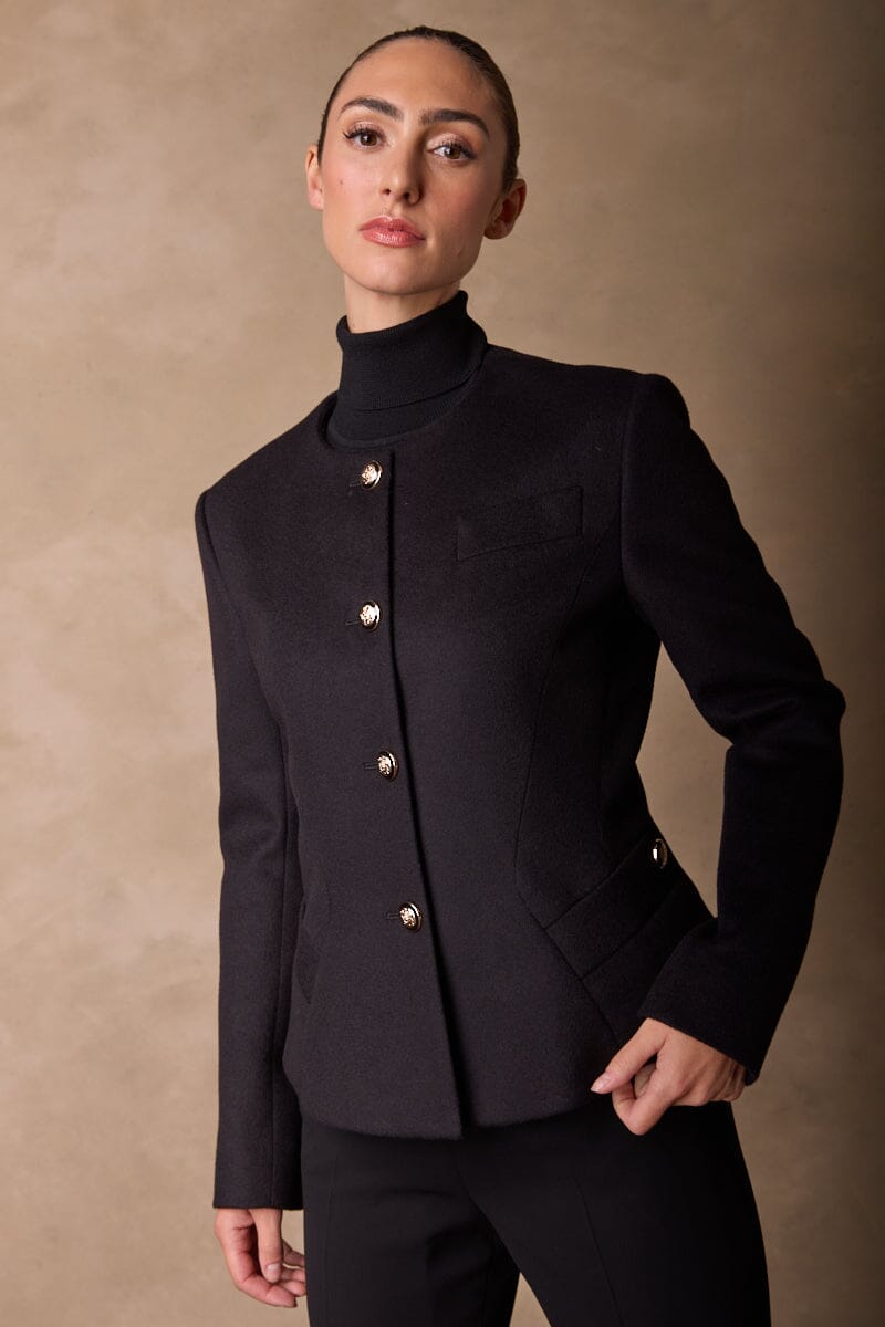 Amelie Crop Jacket - Black Wool Cashmere